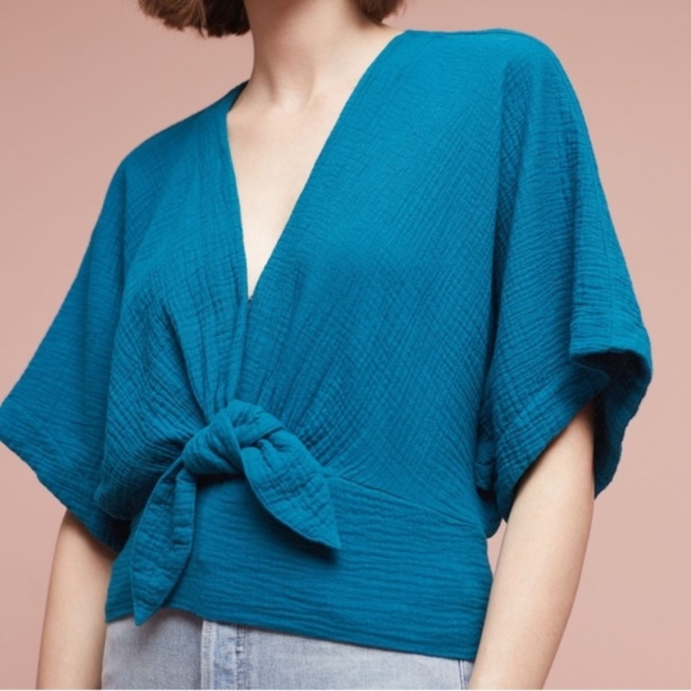 Anthropologie Raeka Tie-Waist Kimono Blouse